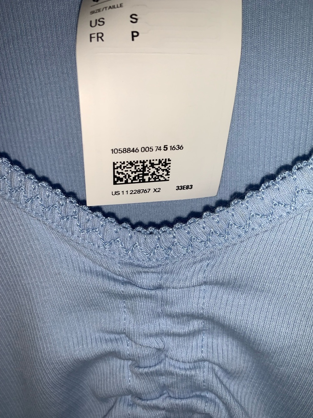 NWT H&M Ruched Front Ribbed Top in Blue - Picture 5 of 7